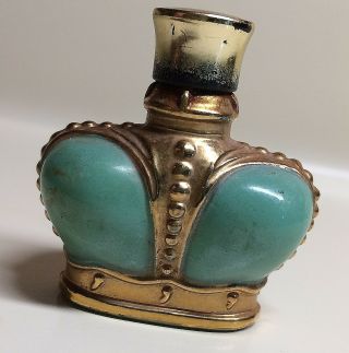 Great Prince Matchabelli Windsong 1/4 Oz Mini Crown Bottle Turquoise Gold Enamel