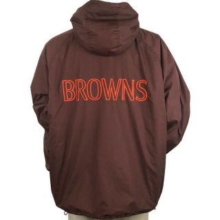 Vtg Cleveland Browns Mens Xl Sideline Winter Jacket Full Zip Hood Fleece Lined