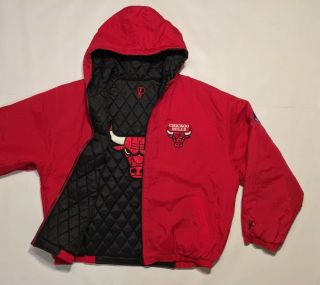 Vtg 90s Chicago Bulls Pro Player Puffer Jacket Coat Reversible Quilted Sz Xxl
