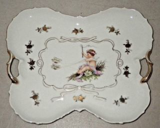 Ardalt Porcelain Angel Cherub Fairy & Butterfly Vanity Dresser Tray Dish