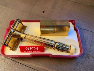 Vintage Gem Micromatic Tto Single Edge Safety Razor W/ Case & Blade Holders