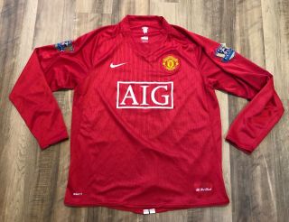 Authentic Nike 2009 Manchester United Player Issue Daras Long Sleeve Jersey Sz L