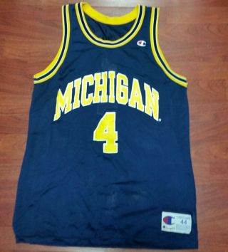University Of Michigan Chris Webber 4 Champion Jersey 44 - Fab 5 - Vintage Ncaa