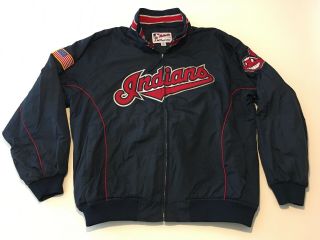 Majestic Authentic Collect.  Cleveland Indians Chief Wahoo Coat Jacket Mens Xxl