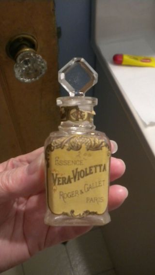 Vintage Essence Vera - Violetta Roger & Gallet Paris Perfume Bottle Is 4 "