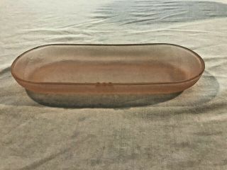 Vintage Art Deco Frosted Pink Glass Vanity Tray
