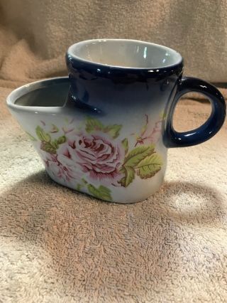 Vintage Porcelain Shaving Mug Floral Pattern.  Very Has Flow Blue