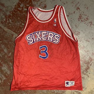 Vintage Champion Ai Allen Iverson Philadelphia 76ers Reversible Jersey - Size 48