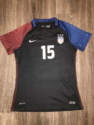 Uswnt 15 Megan Rapinoe Nike Dri - Fit Usa Soccer Jersey Sz L Black/red/blue 2016