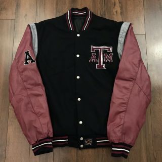 Vintage Texas A&m Jh Designs Reversible Leather Wool Jacket Us Size Xl