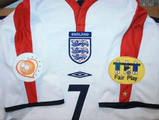 Vtg Umbro England Football Shirt Soccer Jersey Beckham Manchester United 2004