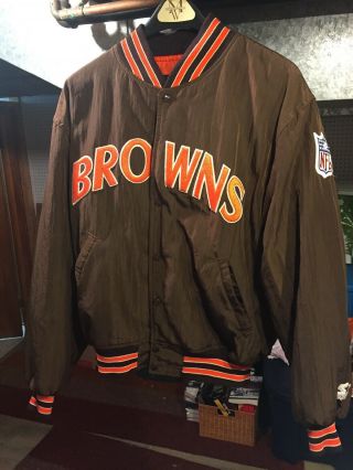 Vintage Cleveland Browns Pro Line Authentic Jacket Coat Starter Size L Usa