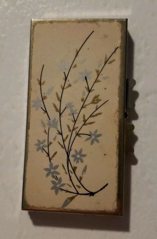 Vintage Floral Cream Metal Pill Box; Days Of The Week Marked Off Evc