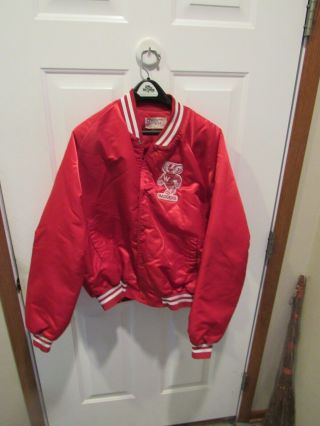 Vintage University Wisconsin Badgers Red Satin Jacket Adult Sz Xl Ncaa Chalkline