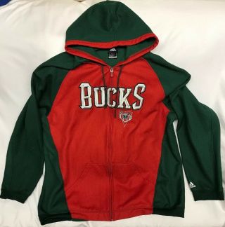 Nba Adidas Milwaukee Bucks Hoodie Full Zip Jacket 2xl Fleece Lined Giannis