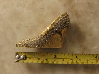 Estee Lauder High Heel Pump Solid Perfume Compact,  Gold Tone,  For Display Only