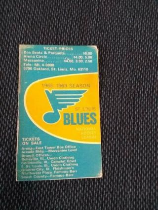 1968 - 69 St Louis Blues (national Hockey League) Falstaff Beer Pocket Schedule