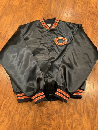 Vintage 80s Chicago Bears Satin Jacket Mens Xl Locker Chalk Line Nfl Football