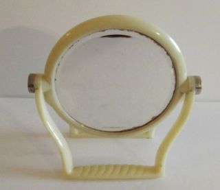 Fuller Made In Usa Ivory Celluloid Table Mirror - - One Side Magnifies - - Two Sided
