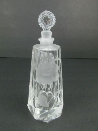 Vintage Crystal Cut Glass Perfume Empty Bottle W/ Stopper