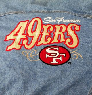 Vintage Nfl Brand San Francisco 49ers L Large Denim Jacket Jean Trucker Wellworn