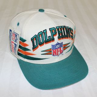 Vintage Miami Dolphins Logo Athletic Snapback Hat Osfa Nfl Teal White Orange