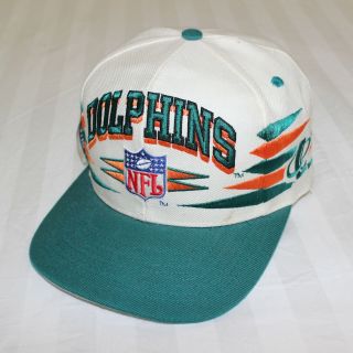 Vintage Miami Dolphins Logo Athletic Snapback Hat OSFA NFL Teal White Orange 2