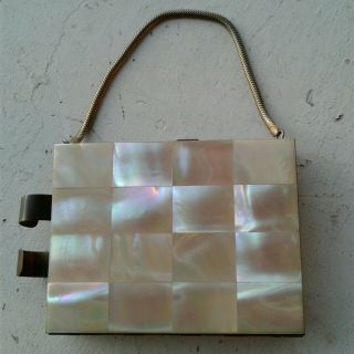 Vintage Mother Of Pearl Compact 1940s Cigarette Case Mop