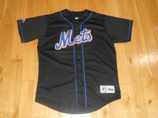 Vintage Majestic Roberto Alomar Black York Mets Stitched Mlb Team Jersey Lrg