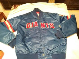 Vintage York Giants Nfl Starter Pro Line Satin Quilted Jacket Size Large
