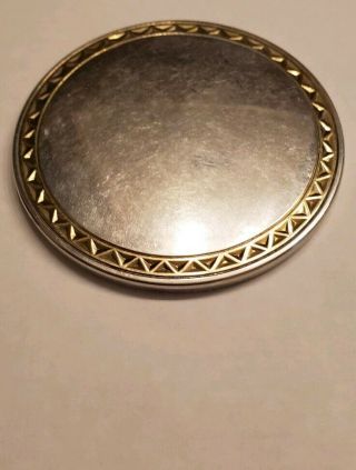 Vintage Antique Kirk Stieff Sterling Silver Compact Mirror Gold Accent 62g