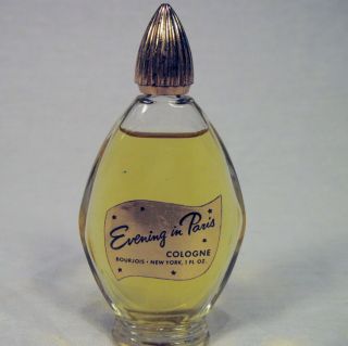 Vintage Evening In Paris Perfume Eau De Toilette.  5 Oz Bottle Almost Full