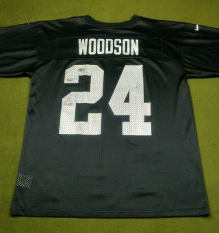 Mens Large Nike Nfl Oakland Raiders 24 Charles Woodson Jersey (j - 009)