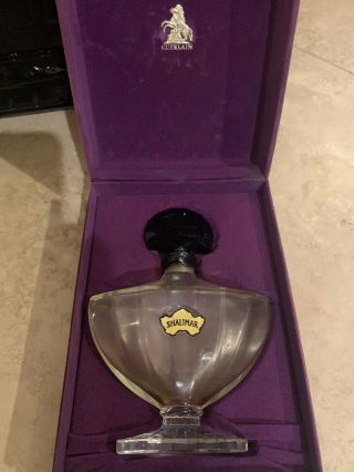 Vintage Guerlain Shalimar Crystal Perfume Bottle & Velvet Presentation Box Empty