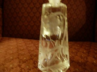 Vintage Irice Hand Cut Crystal frosted flower Perfume Bottle,  Matching stopper 3