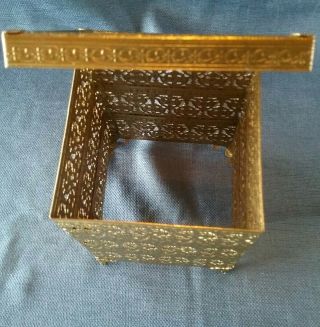 Vintage Gold Ormolu Filigree Metal Hinged Kleenex/ Tissue Box Holder 3