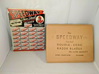 Vintage Nos Speedway Double Edge Blades Counter Display Cards 50 Boxes W/shipper