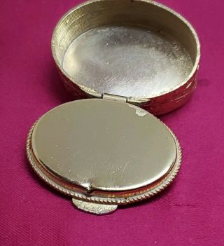 vintage gold tone pill box with stone lid 2
