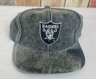 Vintage Los Angeles Oakland Raiders Snapback Stonewashed Denim Hat Cap