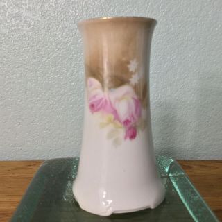 Vintage Porcelain Rs Germany Hat Pin Holder W/ Hand Painted Pink Flowers