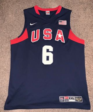 Nike Lebron James 2008 Olympics Jersey Team Usa Fully Sewn Men’s Size Xxl