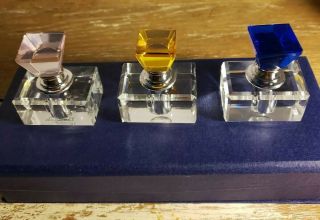 Crystal Perfume Bottle Set.  In Opened Box.  Heavy Lead Crystal.