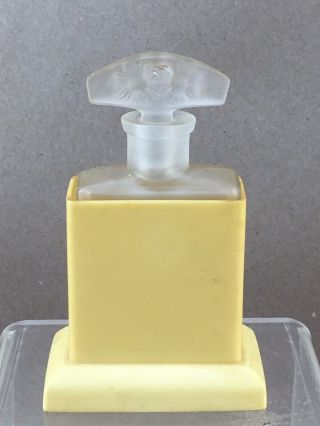 Vintage Py - Ra - Lin Celluloid Vanity Perfume Bottle Frosted Glass With Stopper
