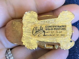 Vintage Revlon Charlie Hippo Hippopotamous Solid Perfume Compact Goldmine Enamel 3