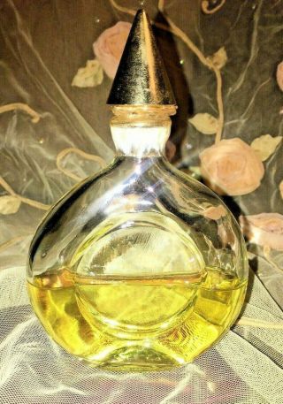 Vintage Shalimar French Eau De Cologne Round Clear Bottle Guerlain Fragrance