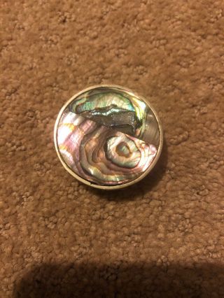 Mexican Sterling Silver Pill Box With Abalone Shell Inlay - Tp - 113 925 Mexico