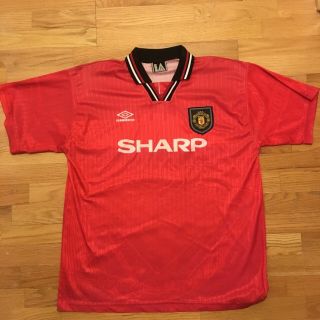 Vintage 1994 - 1995 Manchester United Umbro Sharp Football Soccer Jersey Xl