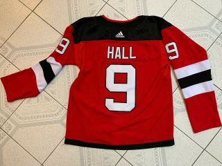 Taylor Hall Nj Devils Adidas Climalite Pro Red Jersey Size L W/ Fight Strap