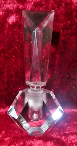 Vintage Clear Cut Bevel Glass Perfume Bottle