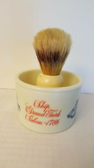 Vintage Shulton Old Spice Shaving Mug - Ship Grand Turk Salem 1786/ Opal 100 Brush